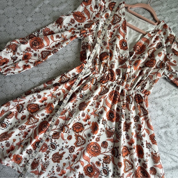 CUPSHE Rust Floral Long Sleeve Mini Dress Size S NWT - Picture 10 of 12
